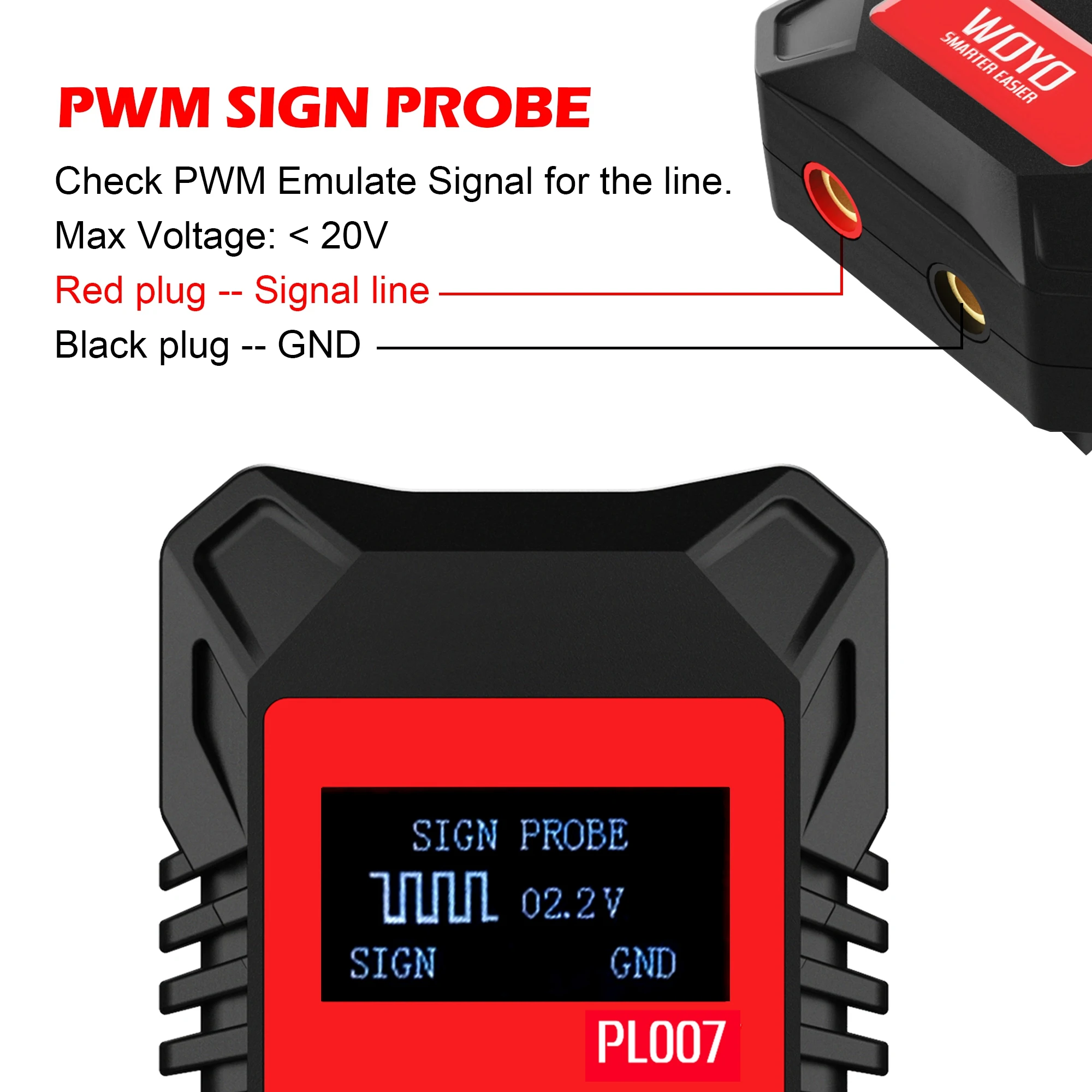 WOYO PL007 CAN LIN PWM Tester, Auto-recognize CAN-H & CAN-L, Read Baud Rate, For Automotive Diagnostic Tool