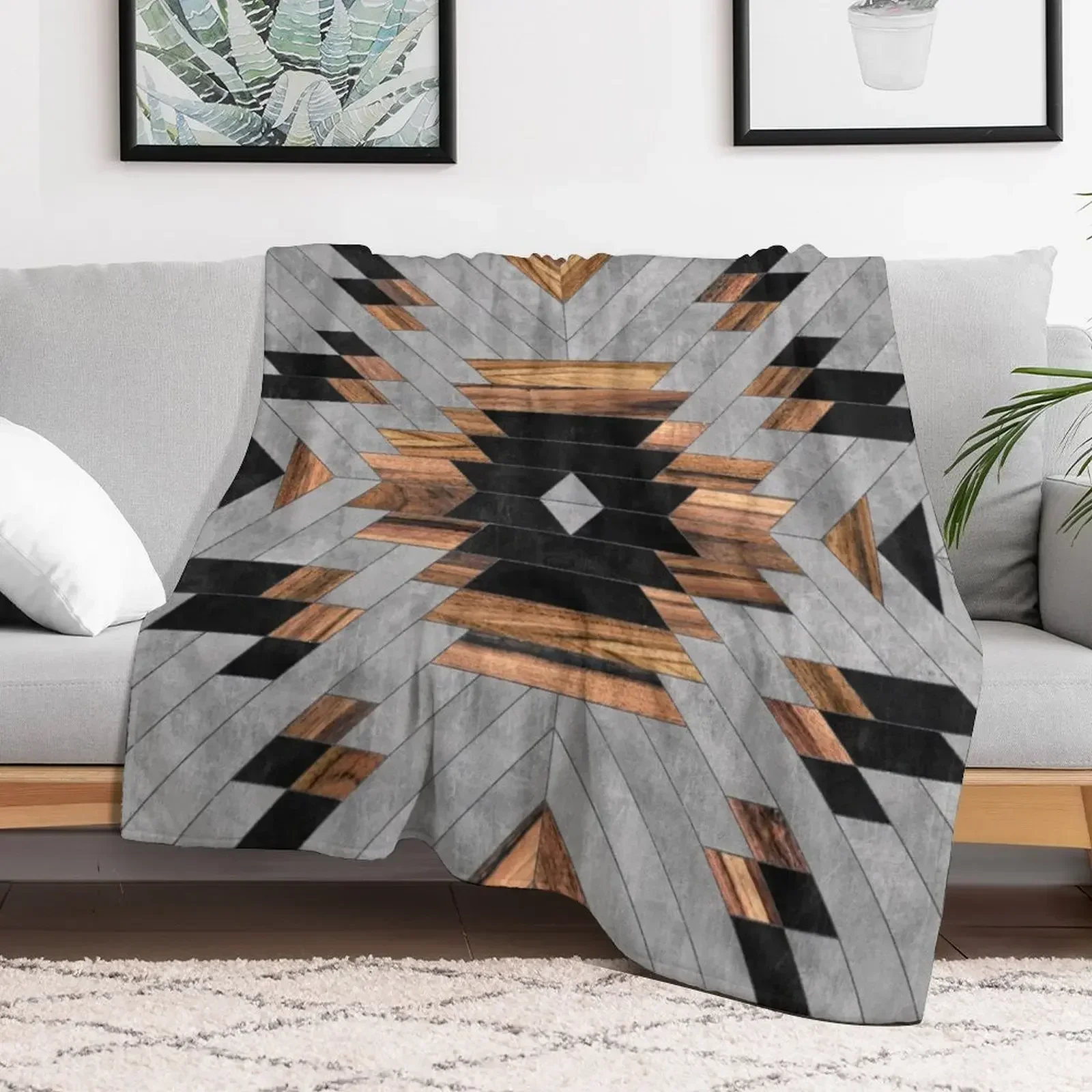 Urban Tribal Pattern No.6 - Aztec - Concrete and Wood Throw Blanket Sofa Retros Luxury Thicken Blankets For Bed Blankets