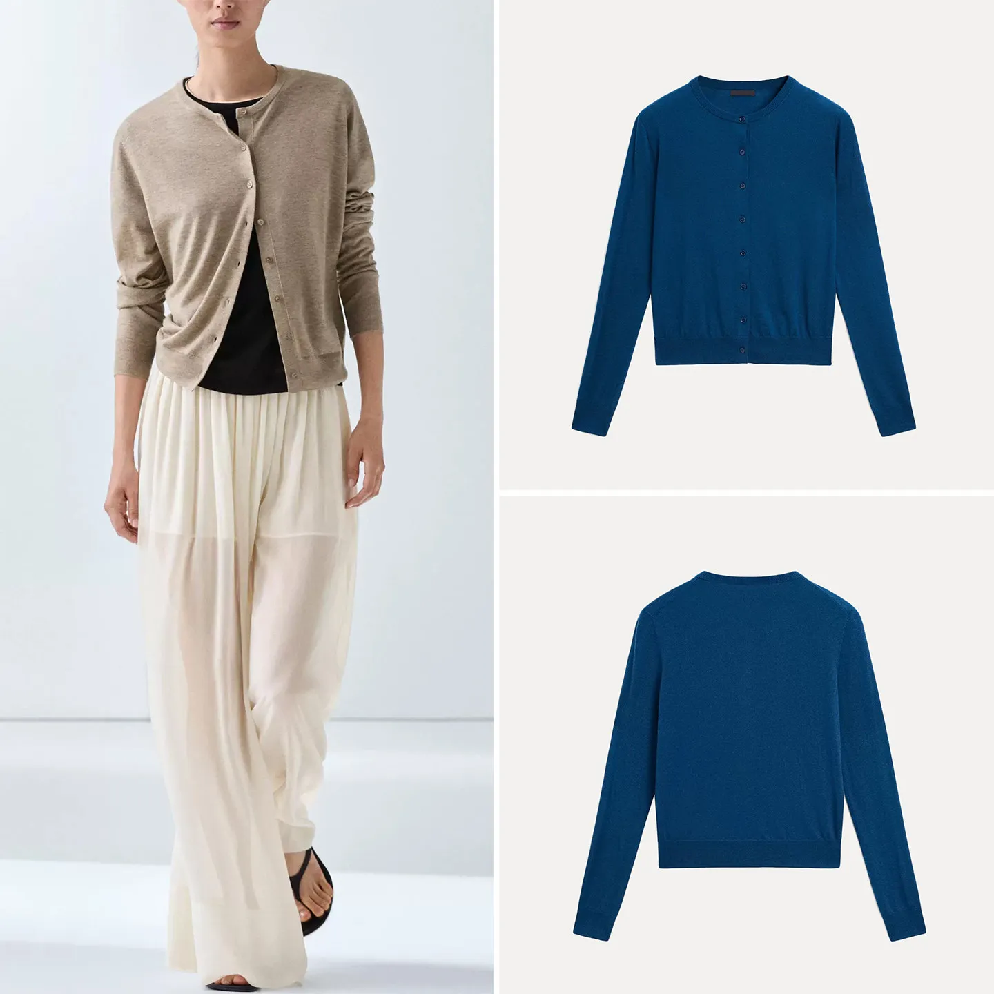 Women's Casual Style Knitted Long Sleeve round Neck Open Front Shirt Summer 2026 Loose Fit Short Coat Button Closure