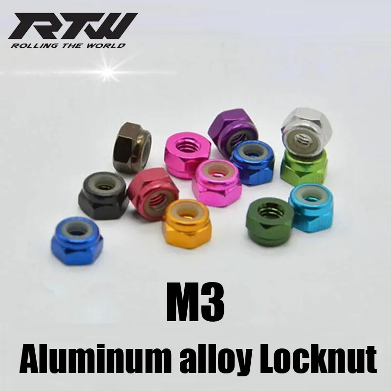 M3 10PCS Aluminum Alloy Colorful Lock Nuts Hex Nylon Insert Lock Nut Self-locking Locknut