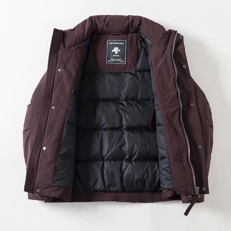 

Men's Winter Puffer Jaet 90 White Du down Casual Outdoor Windproof Warm Stand Collar Loose Workwear Casual down Coat