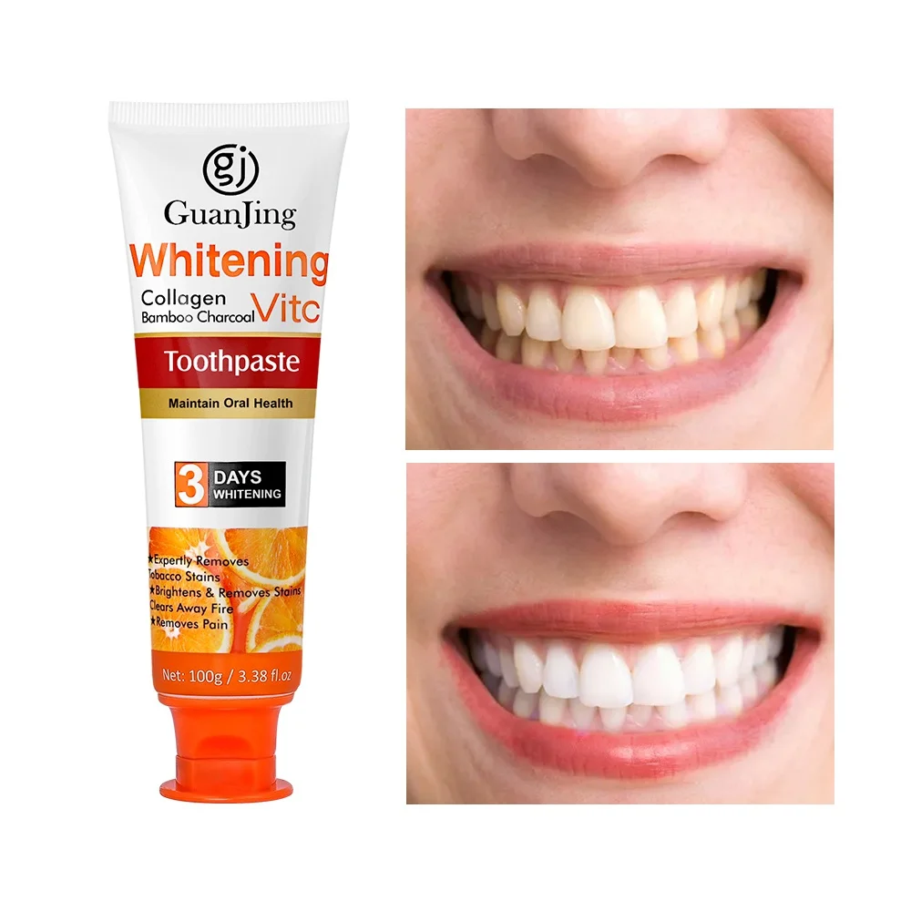 

100g Whitening Vitamin C Toothpaste Bamboo Charcoal Oral Hygiene Remove Stains Brighten Pain Relief Beauty Health Care