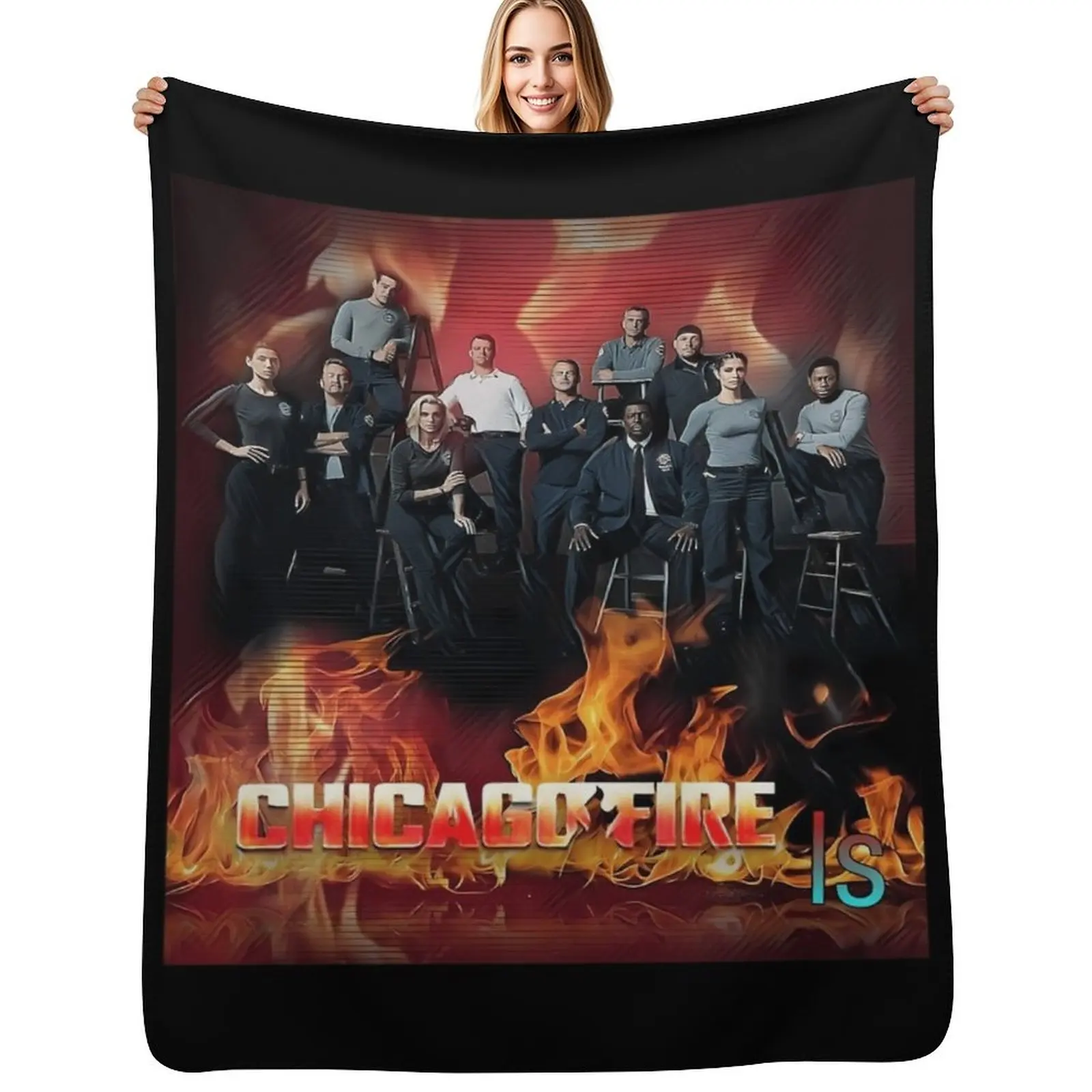 

Chicago fire Throw Blanket Stylish Decor Blanket Gift for Friends Roommate