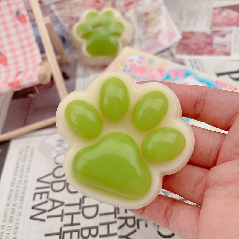 Funny Gift Squeeze Fruit Green Cat Paw Toys Sticky Abreact Decompressing Pinching Cat Paw Soft Relief Relax Props