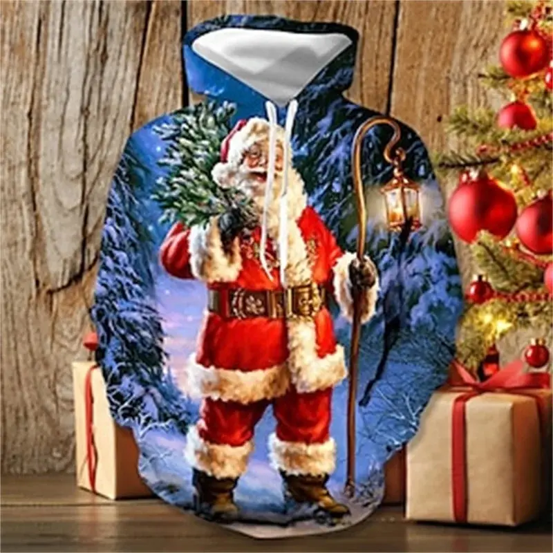 New 3D Santa Claus Xmas Printing Hoodies Kids Merry Christmas Fashion Hooded Sweatshirts Women Funny Hoodie Pullovers Tracksuits