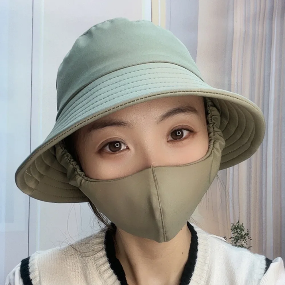 

With Mask Agricultural Work Hat Wide Brim Dust Mask Hat Tea Picking Cap Protect Neck Anti-uv Four Seasons Fisherman Hat Unisex