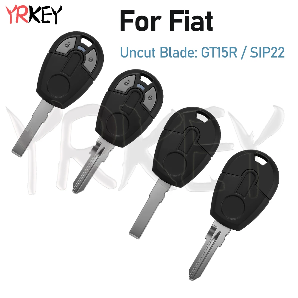 Replacement Transponder Chip Key For Fiat Positron EX300 Uncut Blade GT15R SIP22 Remote Car Key Fob Shell Case Cover Housing