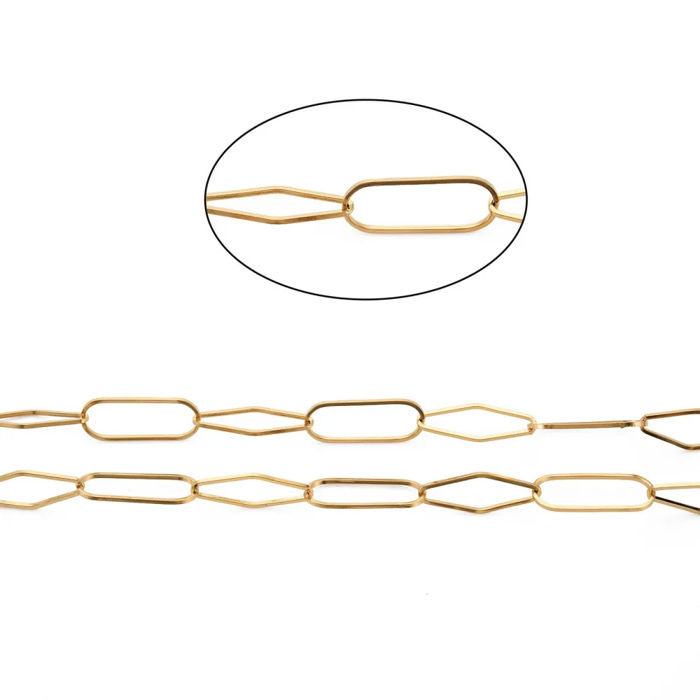 Chaînes croisées en acier inoxydable doré de 10m, avec bobine, trombone, câble ovale pour collier et Bracelet, fabrication de résultats DIY