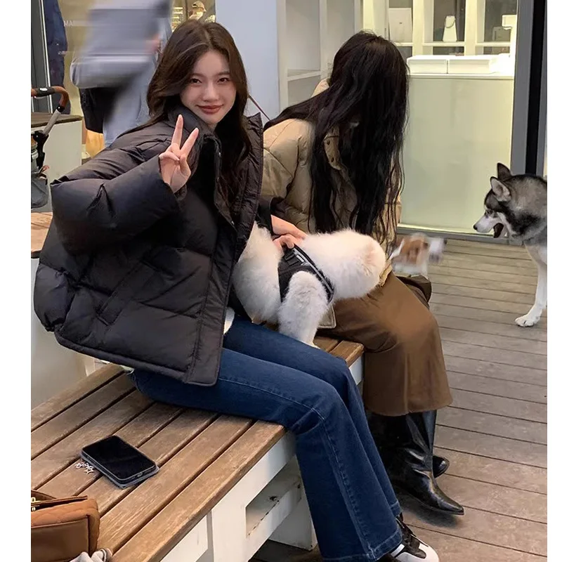 2025 Down and Cotton Jacket, New Women's Short Bread Suit Small and Small Thick, Thickened and Loose in Winter