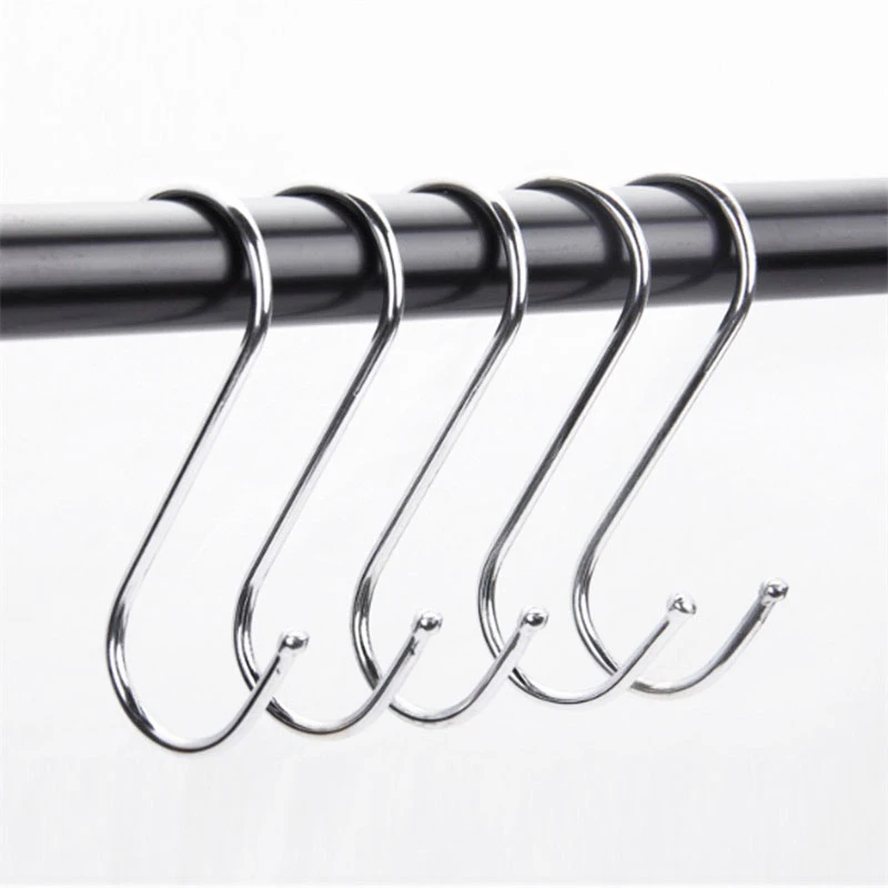 Home Stainless Steel S-Shape Hook Kitchen Bedroom Multi-function Railing S Hanger Hook Clasp Holder Hooks Hanging Storage Tools