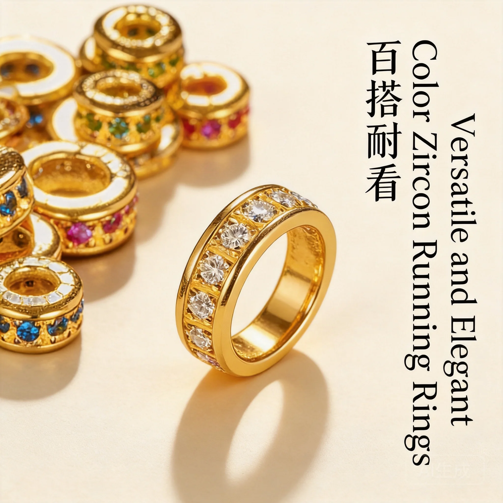 Chinese Style Lucky Blessing Gold Plated Colorful Zircon Spacer Beads 4mm 5mm 6mm Diy Jewelry Making Charms For Bracelet Necklac