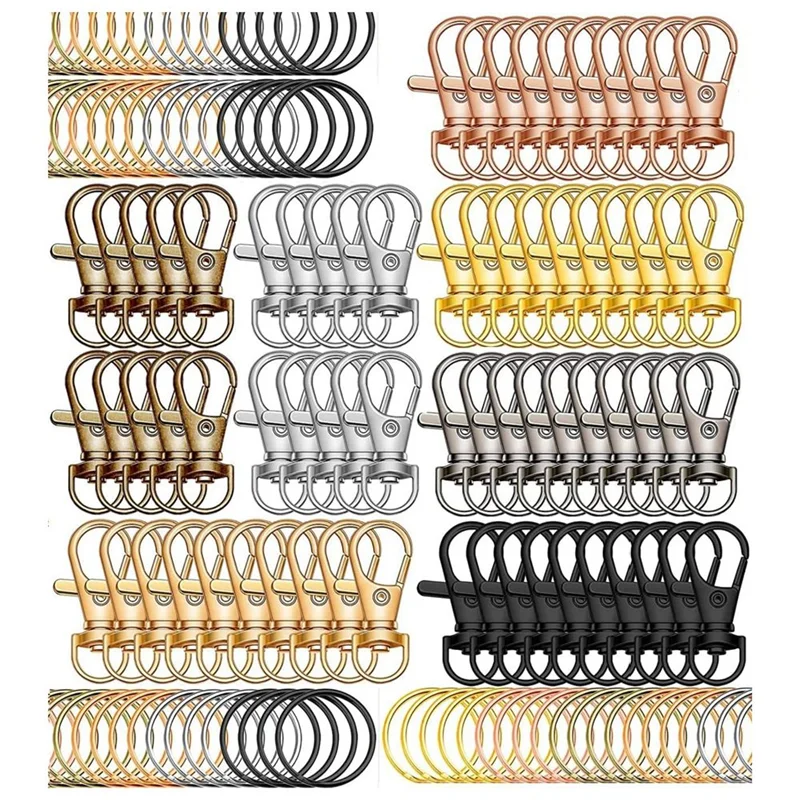 2025+ 140Pcs Keyrings Carabiner Keyring Swivel Snap Hook Lobster Clasp Key Chain Clip Keyring for Keyring