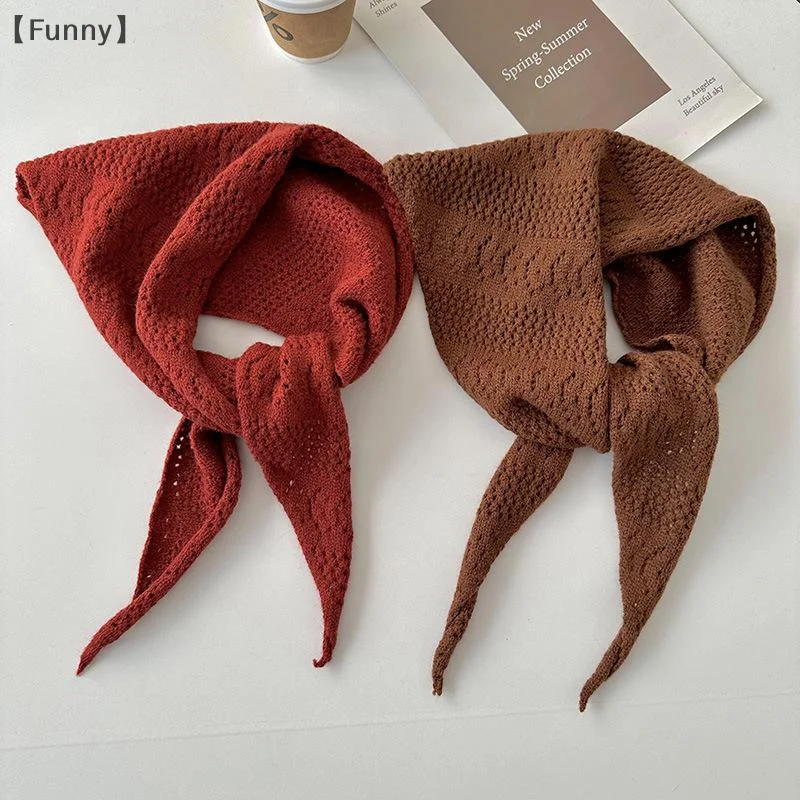 〔Funny〕 Wool Knitted Triangular Scarf Women Headscarf Knitted Scarf Multi-functional Warm Knitted Scarf