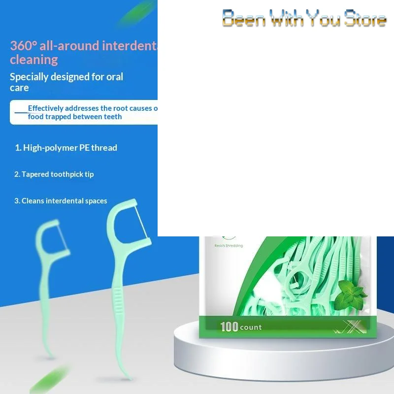 100Pcs Mint Mouthed Dental Floss - Interdental Cleaning Floss-Disposable Care Floss Stick - Suitable For Oral Care Cleaning