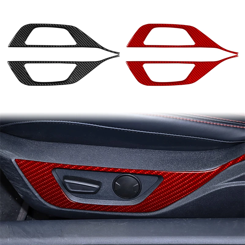 Real Soft Carbon Fiber For Ford Mustang GT 2024 2025 Car Seat Side Adjustment Panel Frame Trim Cover Sticker Car Accessories
