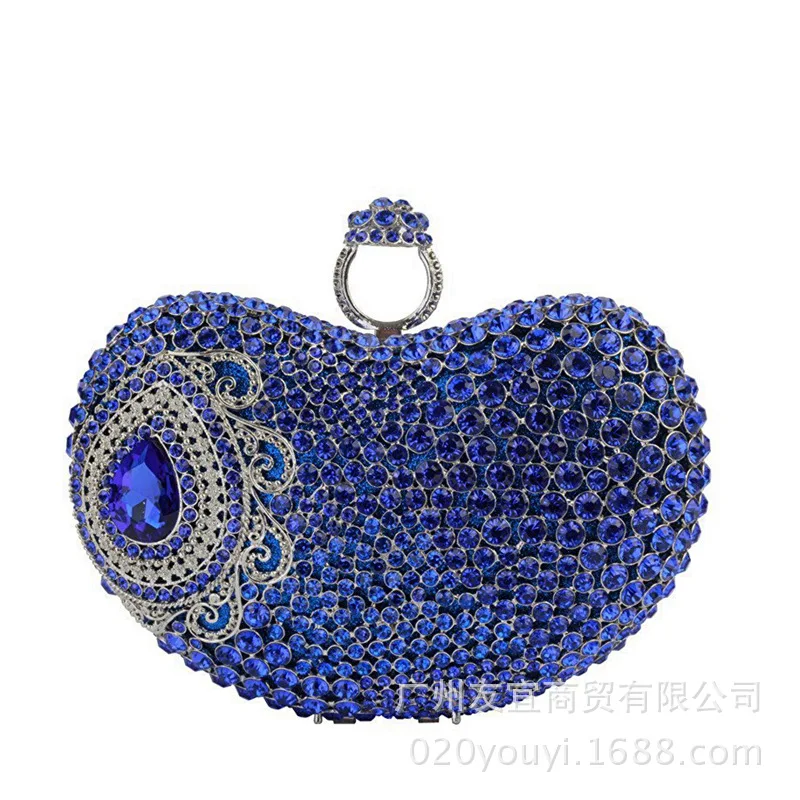 Metal Diamond Dinner Bag Rhinestone Clutch Ring Chain Bag Crystal Eveng Bags Nouveautés Sacs À Main Vestido De Noche Fiesta Lujo