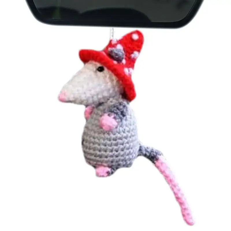 Handmade Knitted Mice Car Pendant Cute Shape Car Decoration Car Charm With Vivid Colors For Family Friends Colleagues