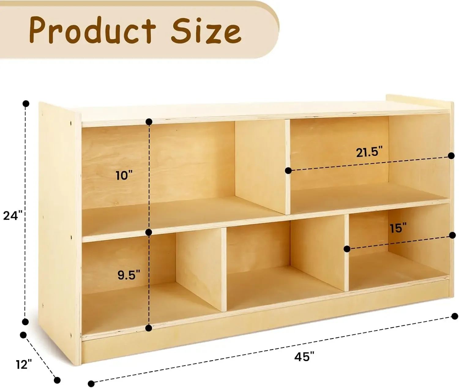 para niños, gabinete de almacenamiento de madera con 5 compartimentos, estantería para niños y estantería Montessori, estantería para libros para habitación de niños, sala de juegos,