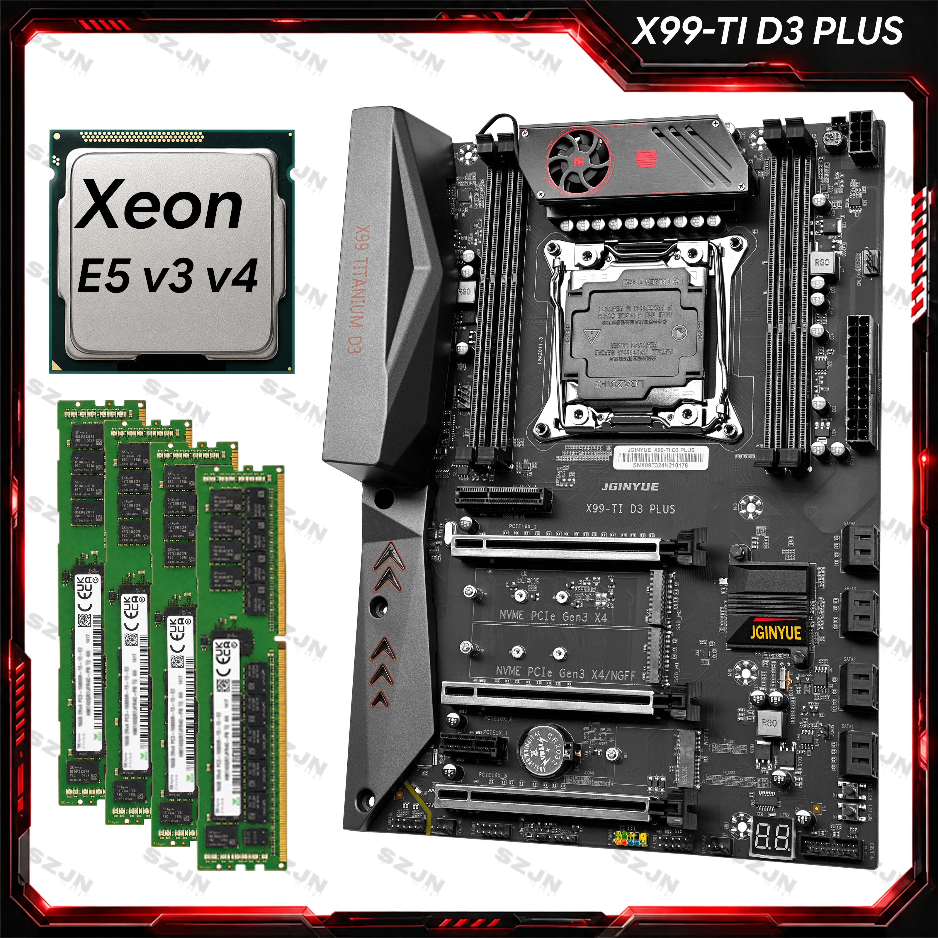 Xeon Motherboard CPU Set X99 Chip with E5 V3 V4 CPU LGA 2011-3 Processor DDR3 Max 256GB Memory REG ECC RAM Server Kit