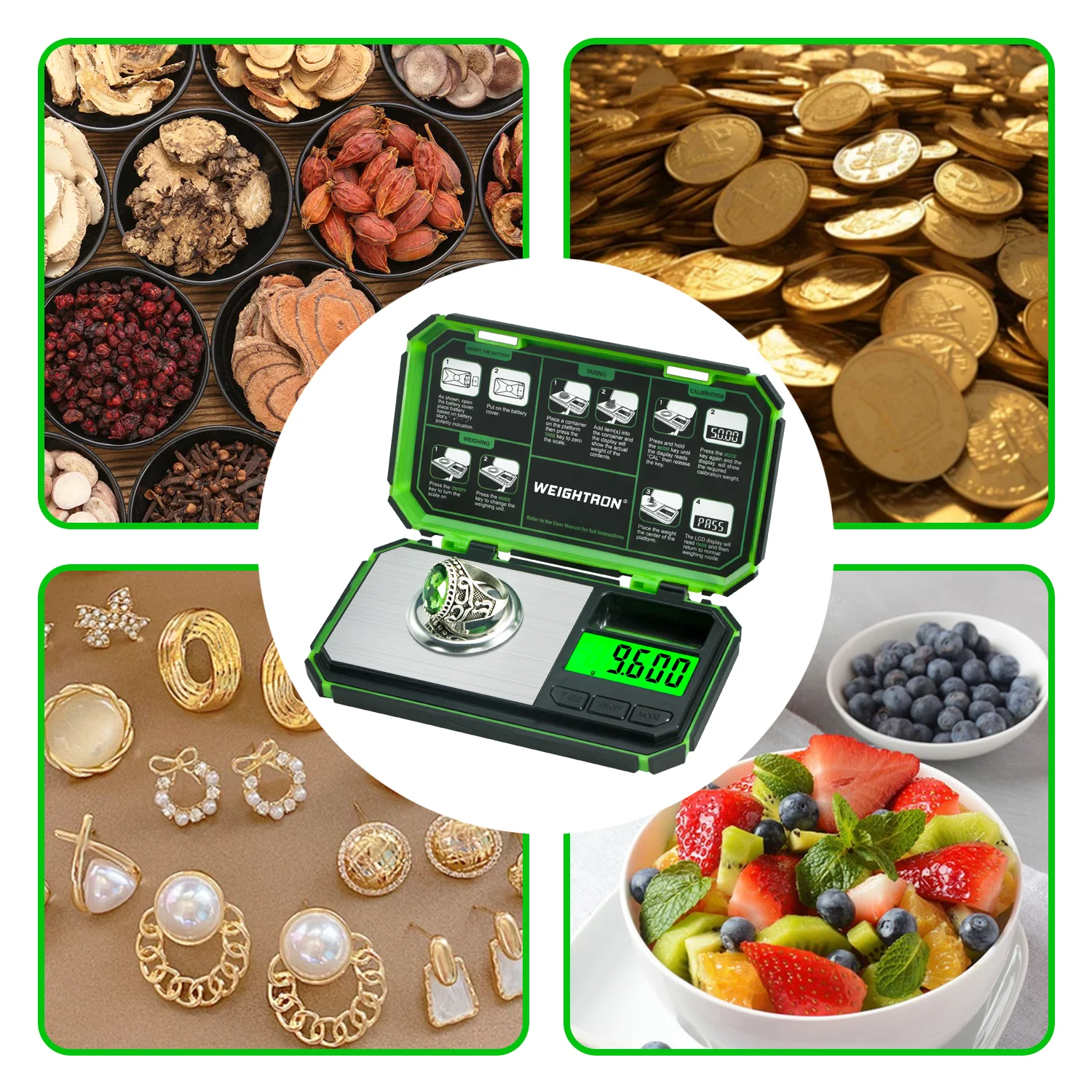 Mini balança digital portátil 50g/0.001g, para pesar joias, medicamentos, pedras preciosas, ouro, com peso de calibração