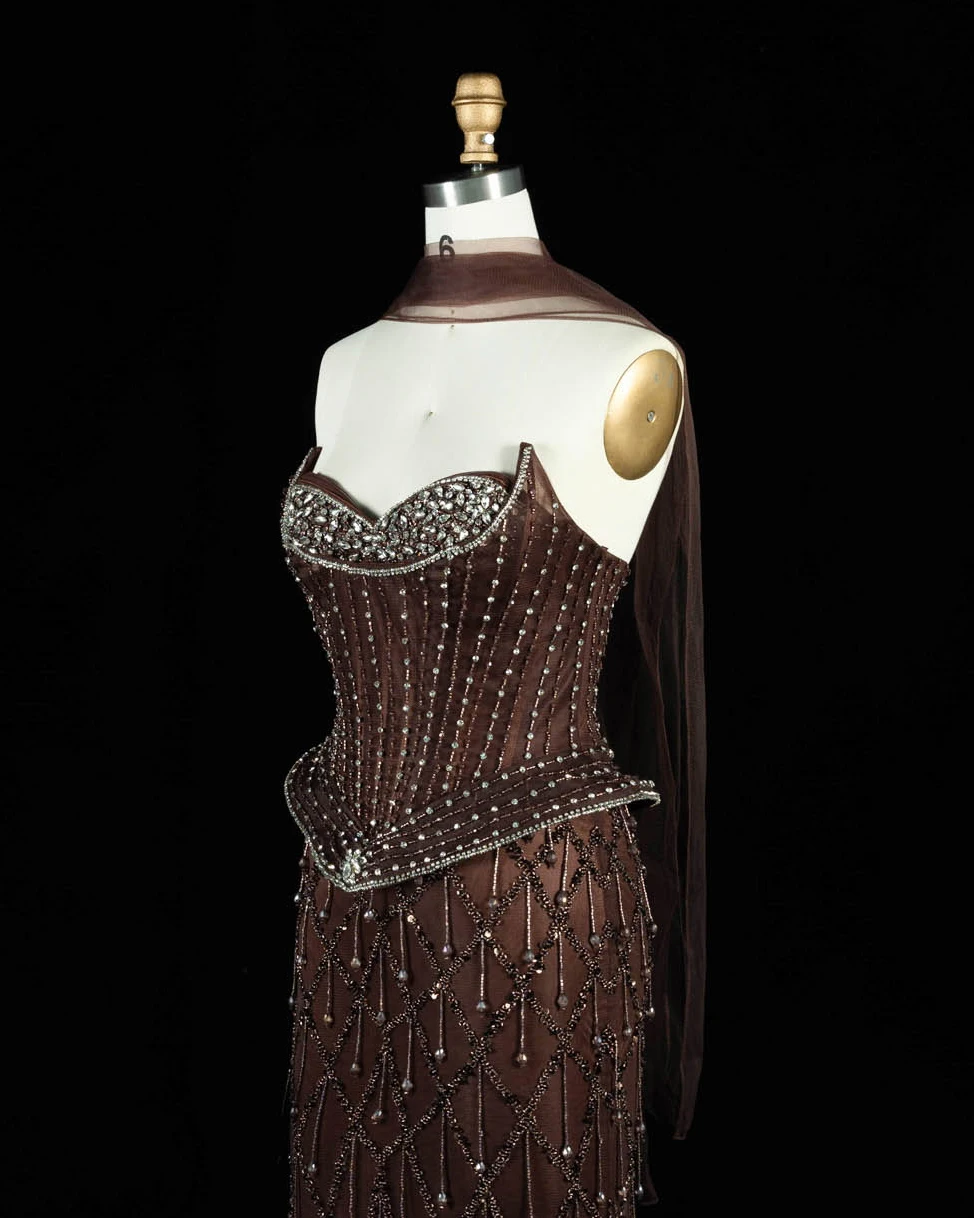 Sharon Said Abendkleid Luxuriöses Meerjungfrauenkleid mit Herzausschnitt, Tüll, Kristallkorsett, Dubai, formelle Party, Hochzeitsgast, Kleider SS118, Maßanfertigung – Detail 32