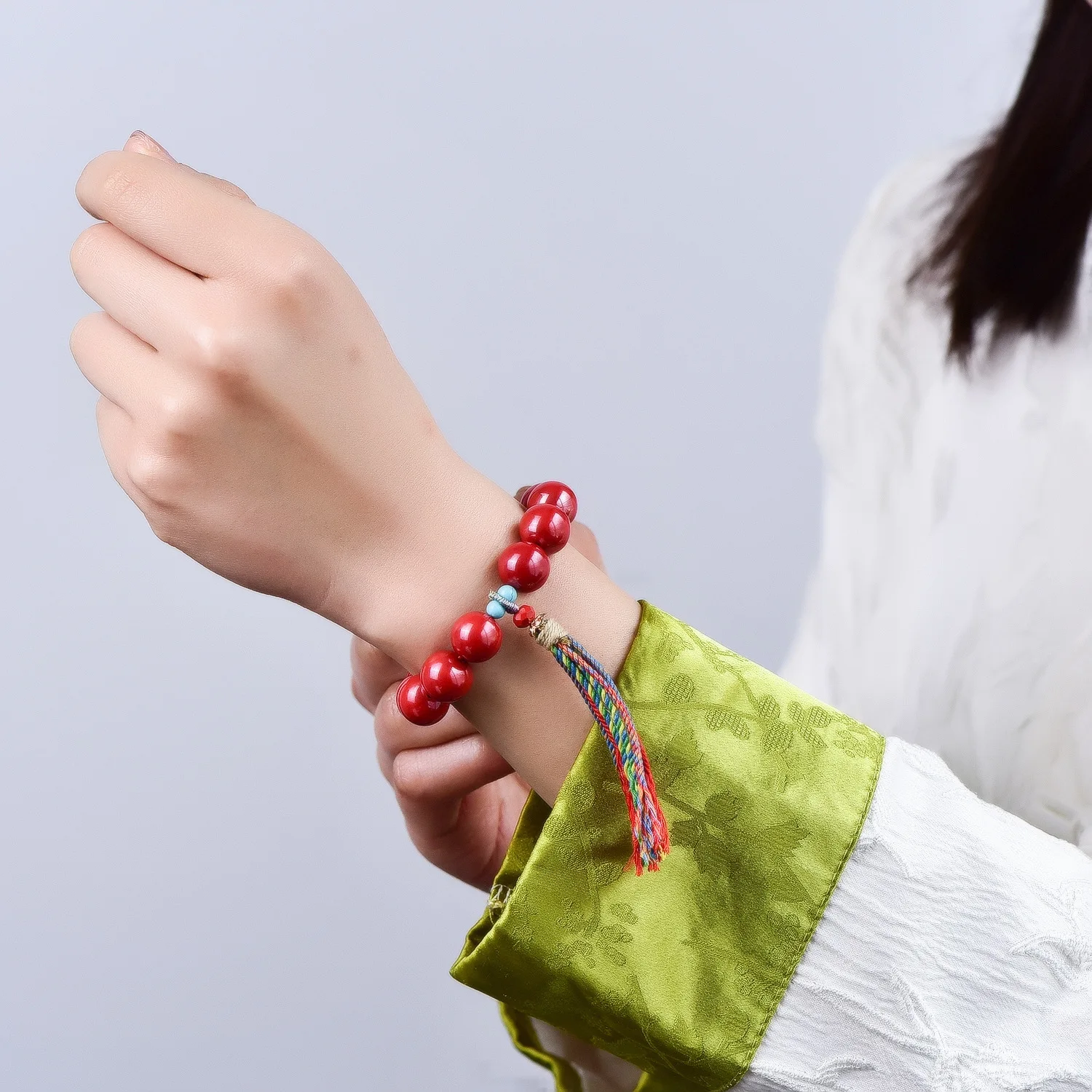 

Браслет с императорским песком, подлинный дизайн из киновари с высоким содержанием, модный этнический прямой браслет