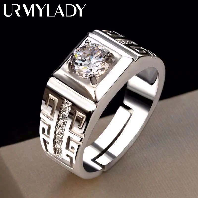 

925 Sterling Silver fine big Crystal Open Rings For Man Women Fashion Party wedding party designer jewelry Charms couple Gifts