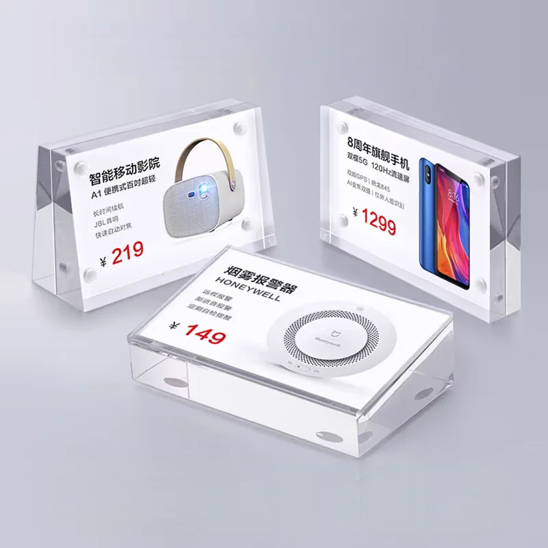

Набор из 5 магнитных держателей для ценников 100x70 мм, прозрачные держатели для меню и именных карточек для ресторанов, толстые акриловые подставки для вывесок