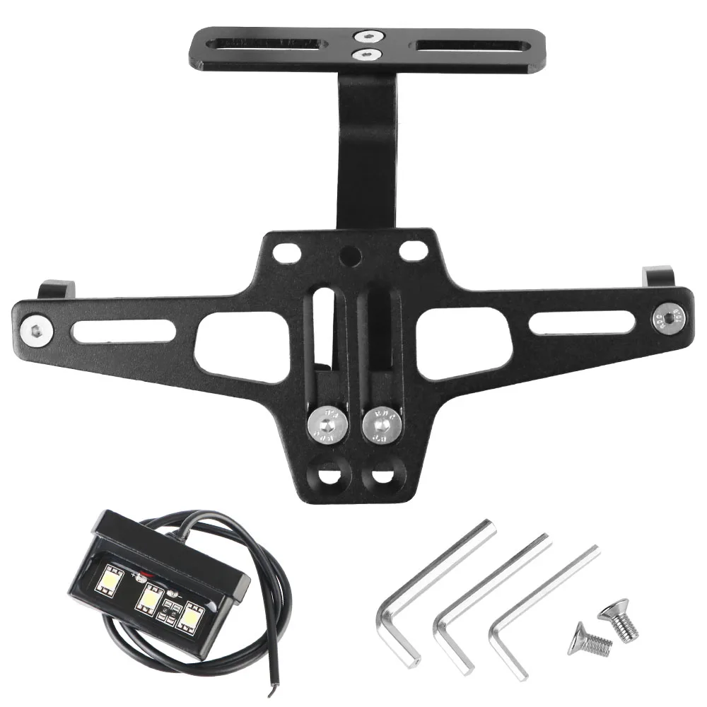 Motorcycle License Number Plate Bracket Rear Turn Signal Lamp Holder CNC LED Light Aluminum Fender Eliminator Kits Universal