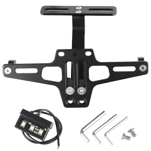 Imagen 2 del producto Soporte de placa de matrícula de motocicleta, soporte de lámpara de señal de giro trasera, luz LED CNC, Kits eliminadores de guardabarros de aluminio universales