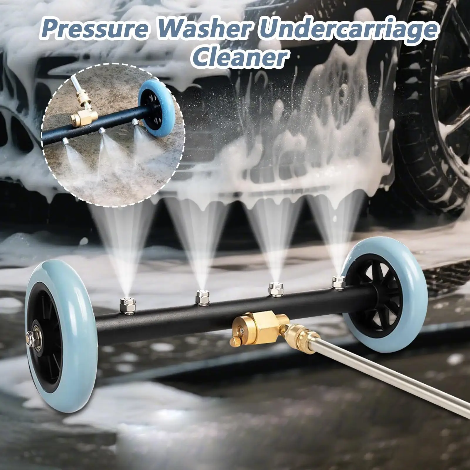 

4000PSI Car Chassis High Pressure Washer 16 Inch Car Under Body Washing Washer With 2 Extension Rod & 60 Degrees Angled Rod