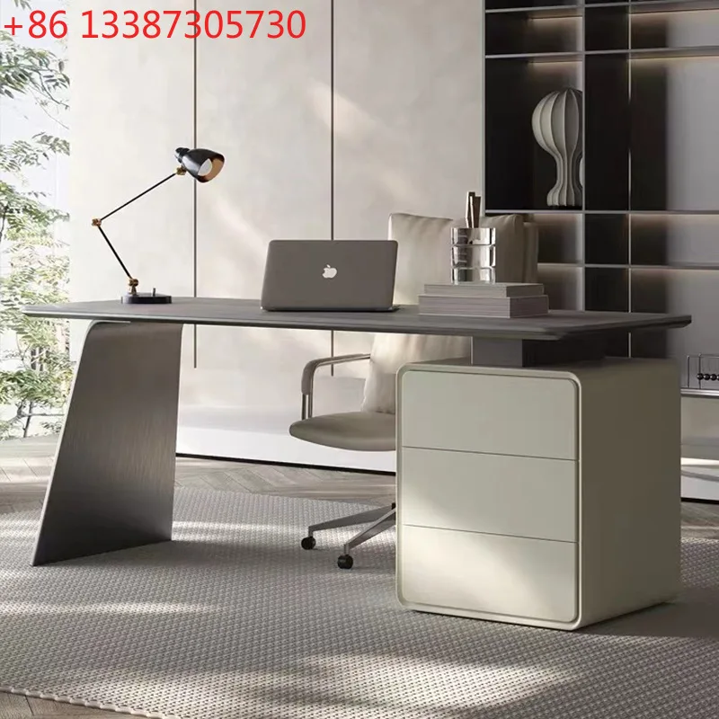 

Light luxury rock slab desk Italian minimalist home computer desk high-end writing desk