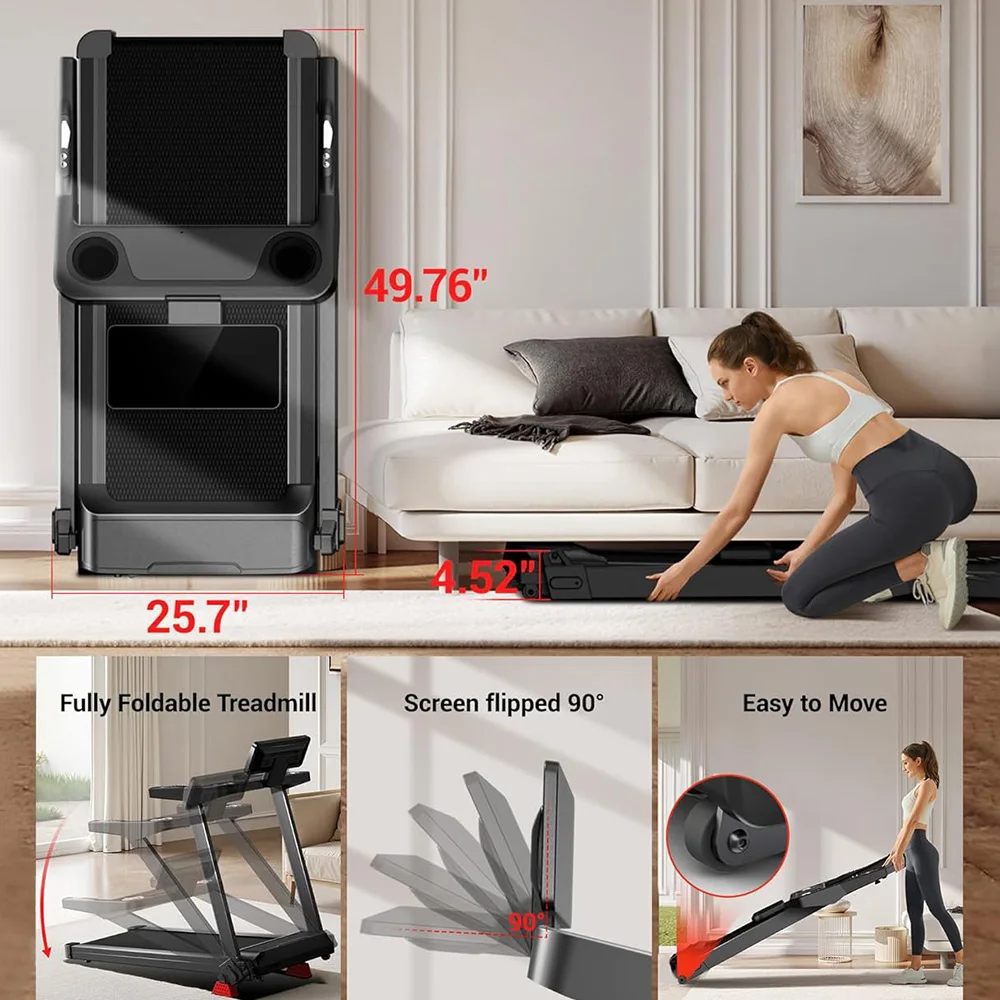 Tapis de course pliable ROBORE L20, moteur silencieux de 3,5 CV, bande de course de 40x107 cm de large avec absorption des chocs, inclinaison de 15%, vitesse de 14 km/h, capacité de charge de 180 kg, salle de sport à domicile avec capteur de fréquence cardiaque.