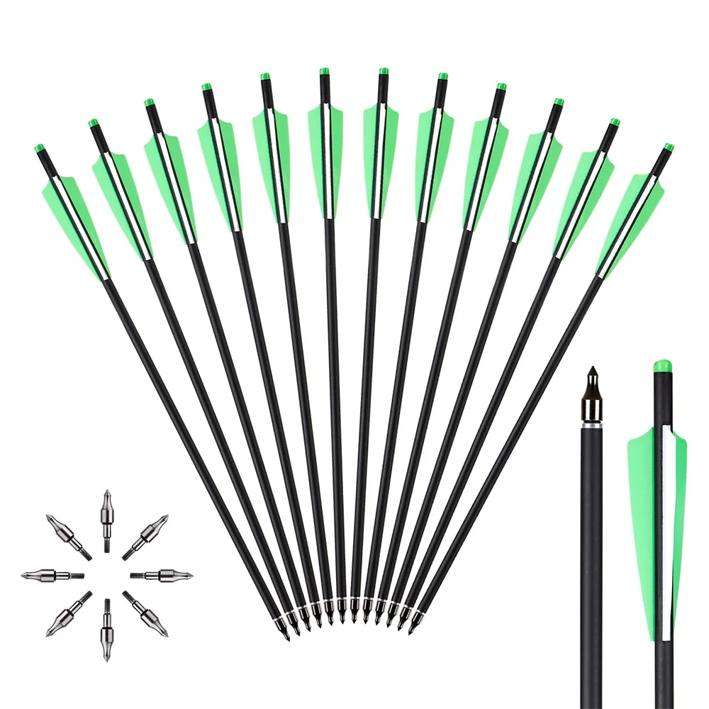 12pcs Archery Carbon Arrow 18inch Crossbow Bolts ID 7.6mm Arrows for Outdoor Hunting Shooting Accessories