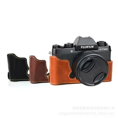 Bottom Leather Opening Version Protective for Fujifilm Fuji XT100 X-T100 X T100 XT-100 Half Body Set Cover with Battery