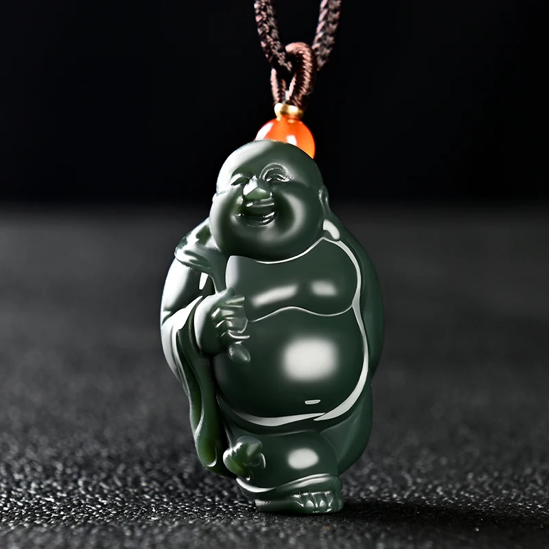 

Подлинный Hetian Maitreya смеющийся Будда нефритовый кулон Синьцзян сапфировые украшения женский кулон Будды трехмерный