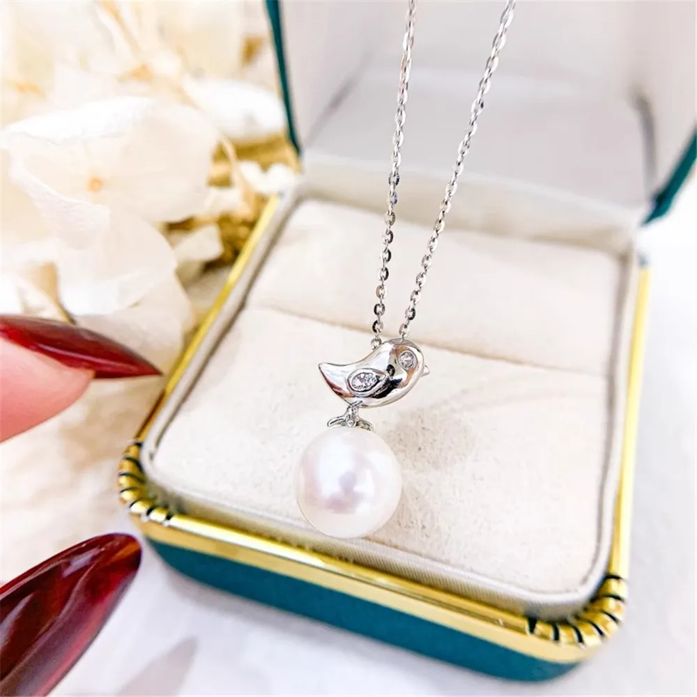 

DIY Pearl Accessories S925 Pure Silver Small Pendant with Empty Support Gold Silver Pendant Fit 8-12mm Round Bar D292