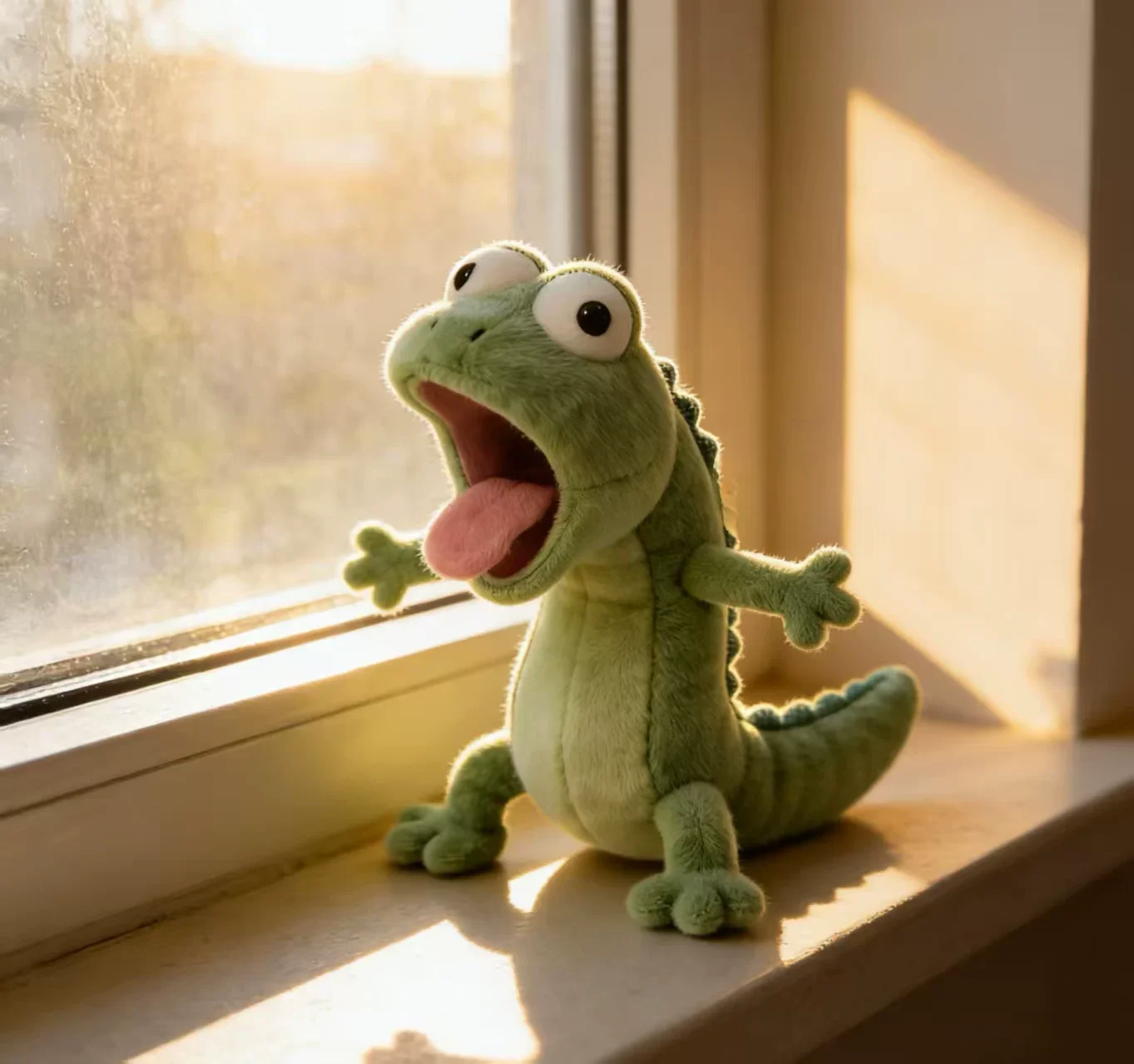 Beaver Transforms Into Green Sounding Lizard, Abstract and Funny Doll Figurine with Tongue Sticking and Magnetic Attraction Gift