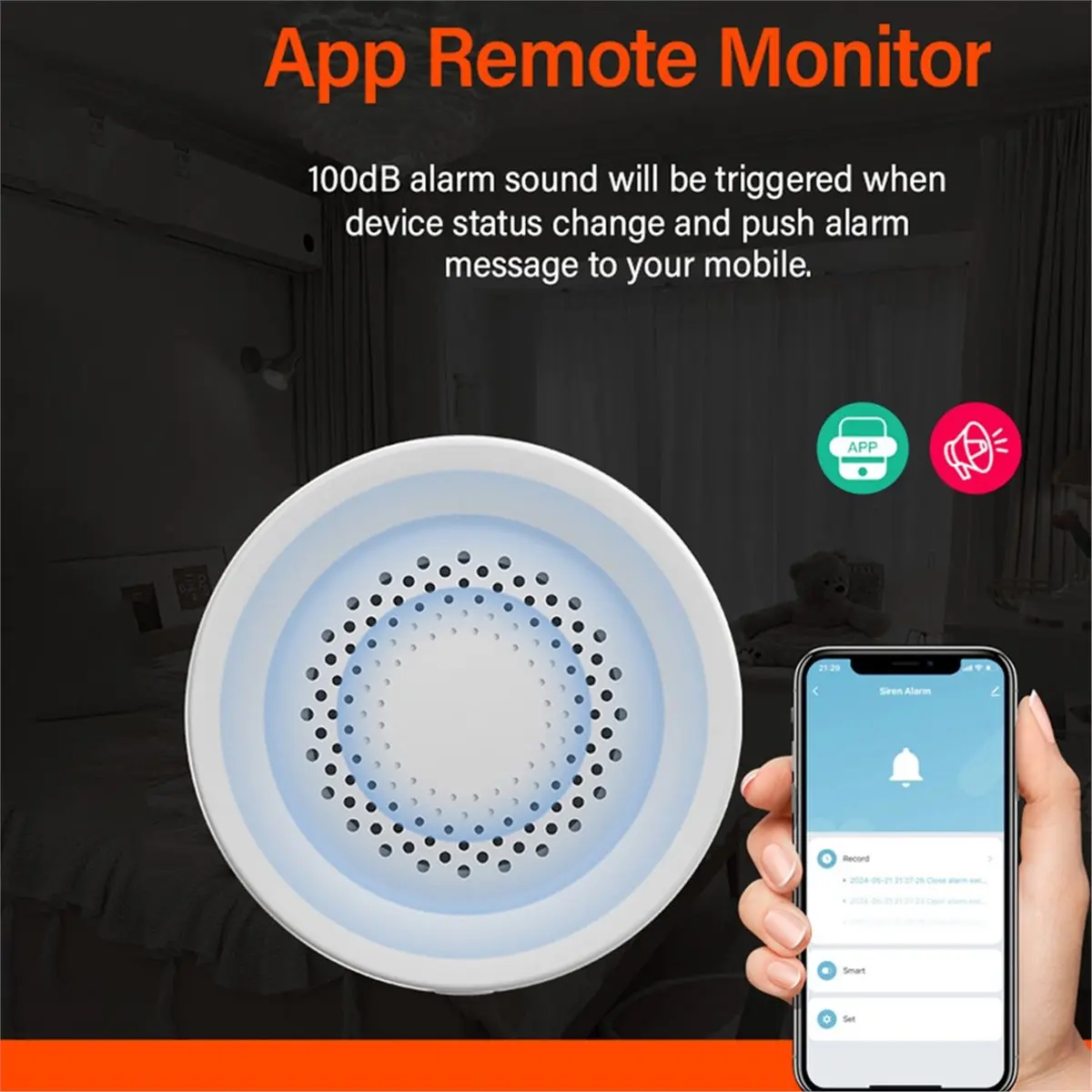 goodidea Tuya WiFi Siren Alarm with Temperature and Humidity Sensor Monitor for Smart Home Security 100db Speaker