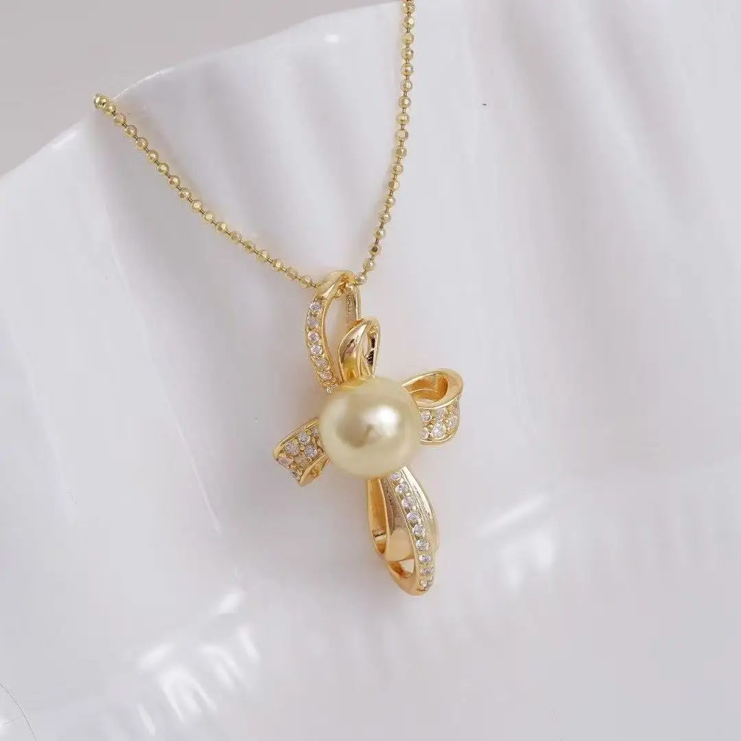 

Fashion pendant AAA8-9mm natural South Sea round pearl pendant 18inch/925s