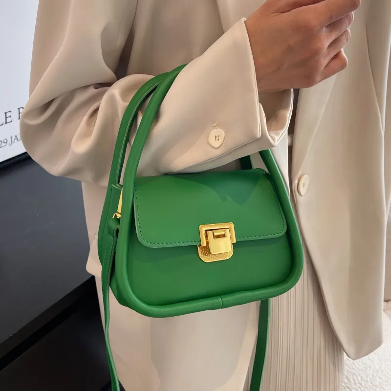 Fashion Green Shoulder Bags for Women Luxury Pu Leather Crossbody Bag Small Flap Messenger Bag All Match Design Ladies Handbags