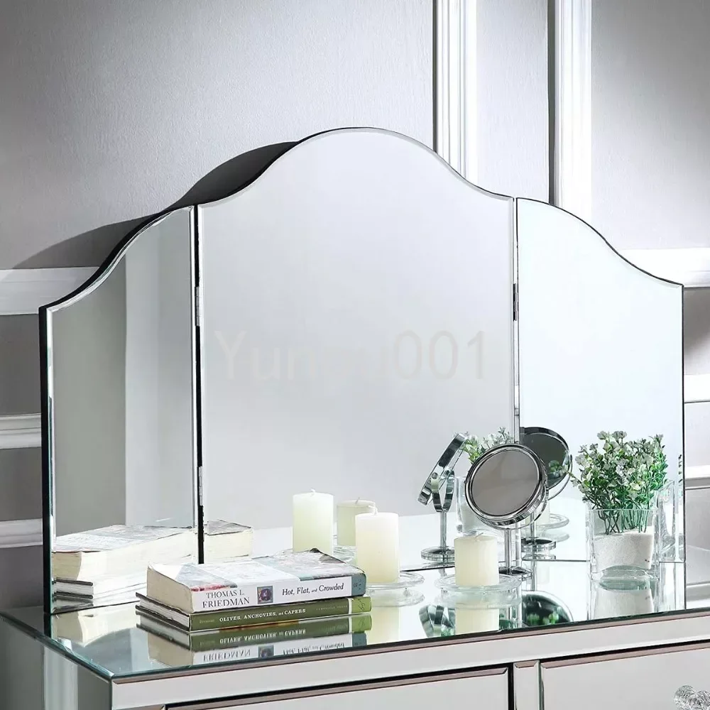 

Modern Beveled Glass Makeup Mirror, Fashionable Desktop, Triple Dressing and Makeup Mirror, Triple Decorative Mirror