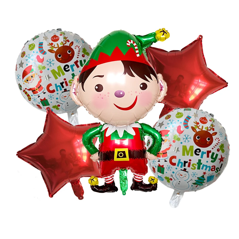 Ensemble de ballons à l'hélium joyeux Noël, père Noël, bonhomme de neige, elfe, wapiti, feuille, nouvel an, maison, décoration de fête de Noël, fournitures, cadeau, 5 pièces, 2023