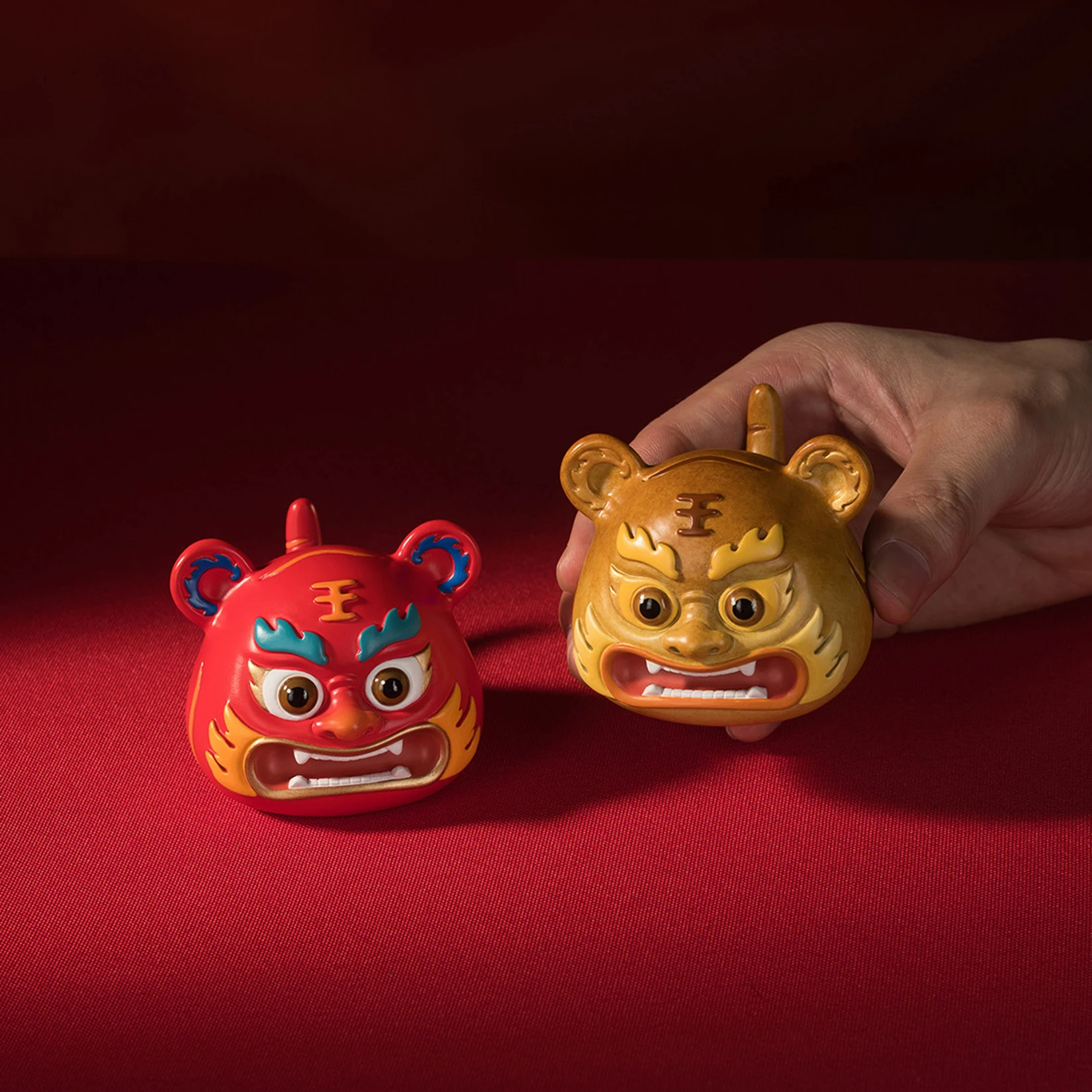 TONGSHIFU Studio New Chinese Style Cute Baby Tiger Resin Figurine Healing Mini Mascot Statue Collection Birthday Gift