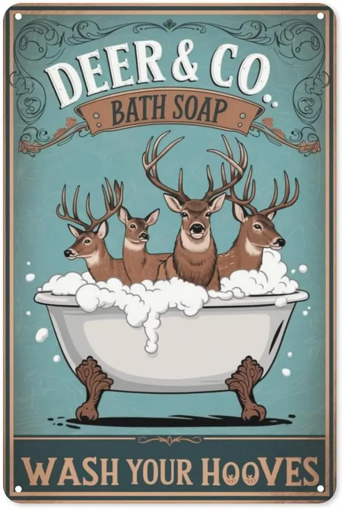 Forest Bath Tin Sign  Rustic Metal Wall Art for Cabin Bathroom, Hunting Lodge ; Nature Lover Decor-aluminum