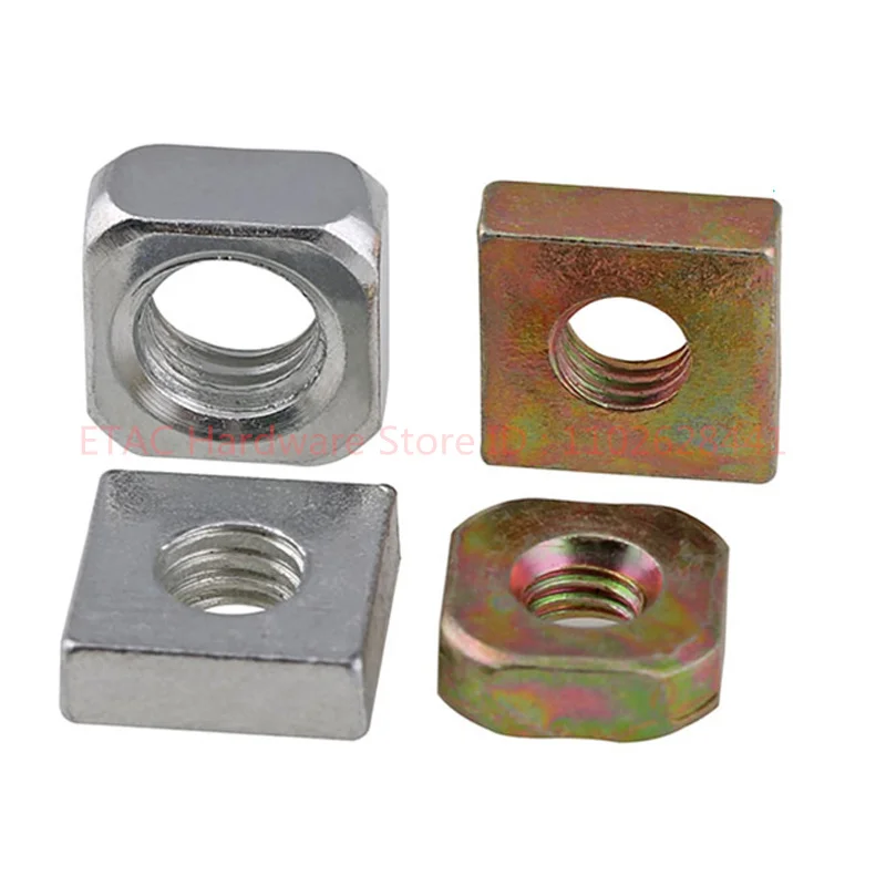 Din557 Din562 Square Nut M3 M4 M5 M6 Carbon Steel Galvanized Zinc Plated Thin Quadrangle Block Compatible with Prusa MK3