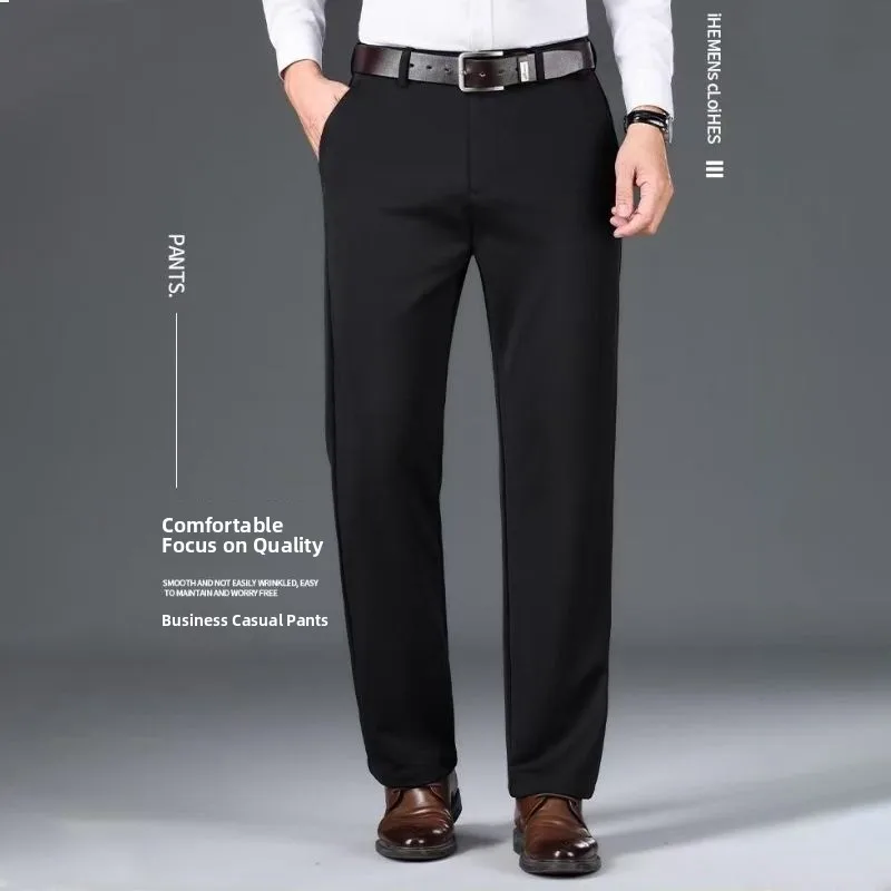 

Мужские повседневные брюки прямого кроя для весны и осени, свободные, струящиеся, из смесового полиэстера, модные, для работы