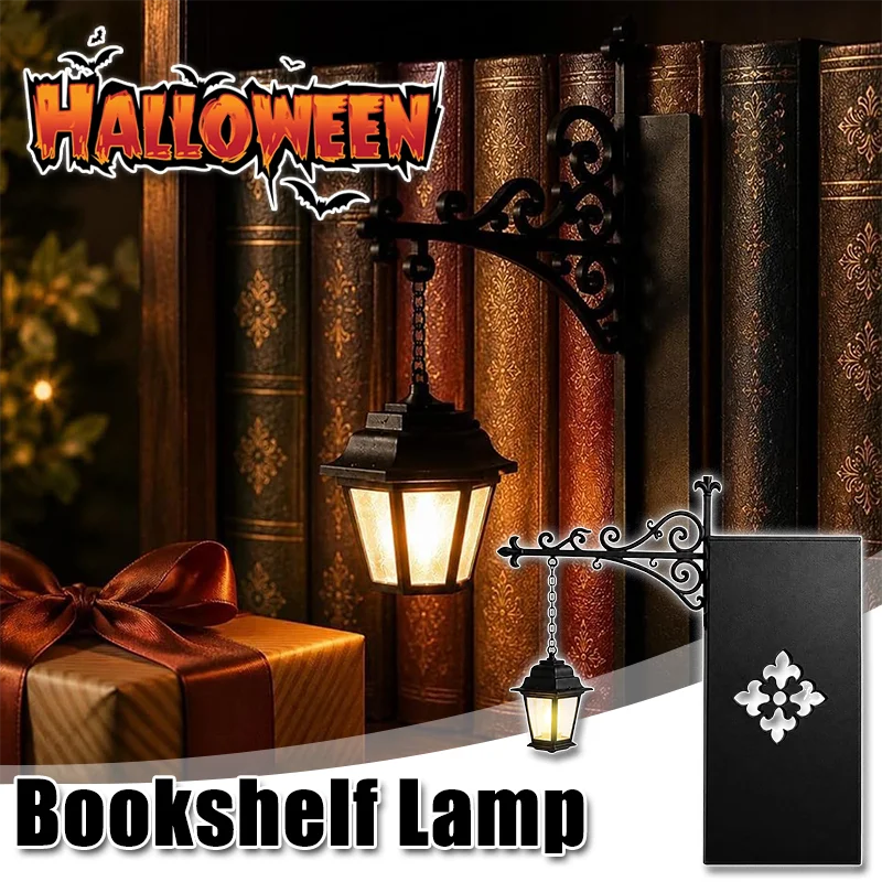 Luminária de Leitura Gótica Vintage em Metal, Luz Noturna LED, Ornamento Decorativo para Livros, Luminária Suspensa para Estante de Livros, para Estudo, Casa e Biblioteca