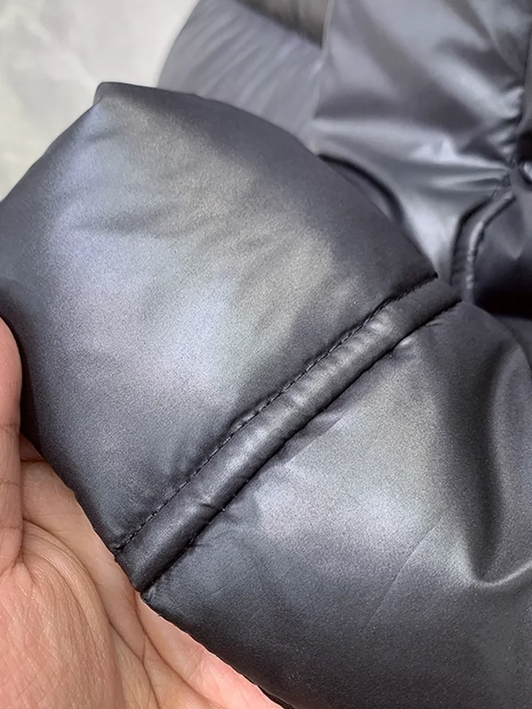 High Quality Winter New Mens Spliced Belted Long White Duck Down Jacket Stand Collar Thick Warm Overcoat Vintage Loose Fit Coat