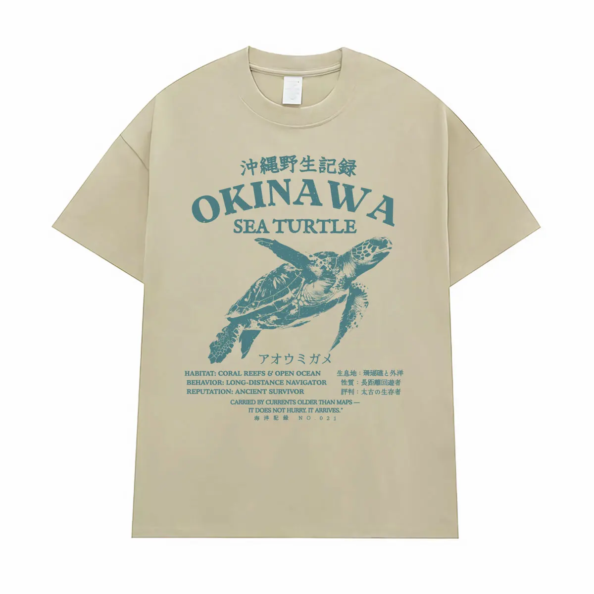 Okinawa Sea Turtle Japanese Style Funny Meme T-shirt Unisex Harajuku Streetwear Aesthetic T Shirts Men Casual Cozy Cotton Tshirt